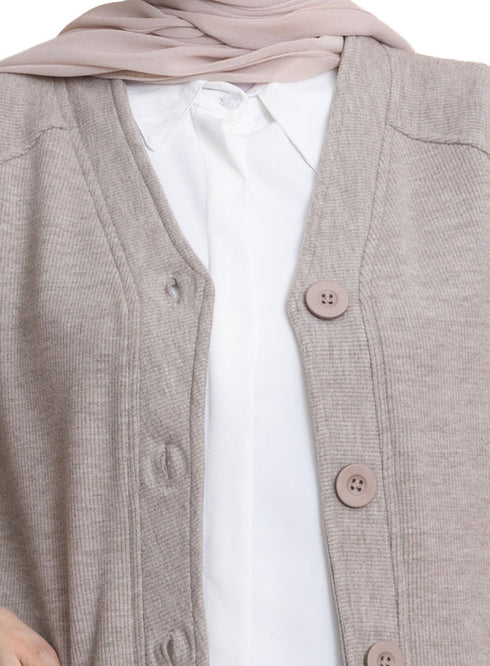 Light Coffee RD-Button Sweater